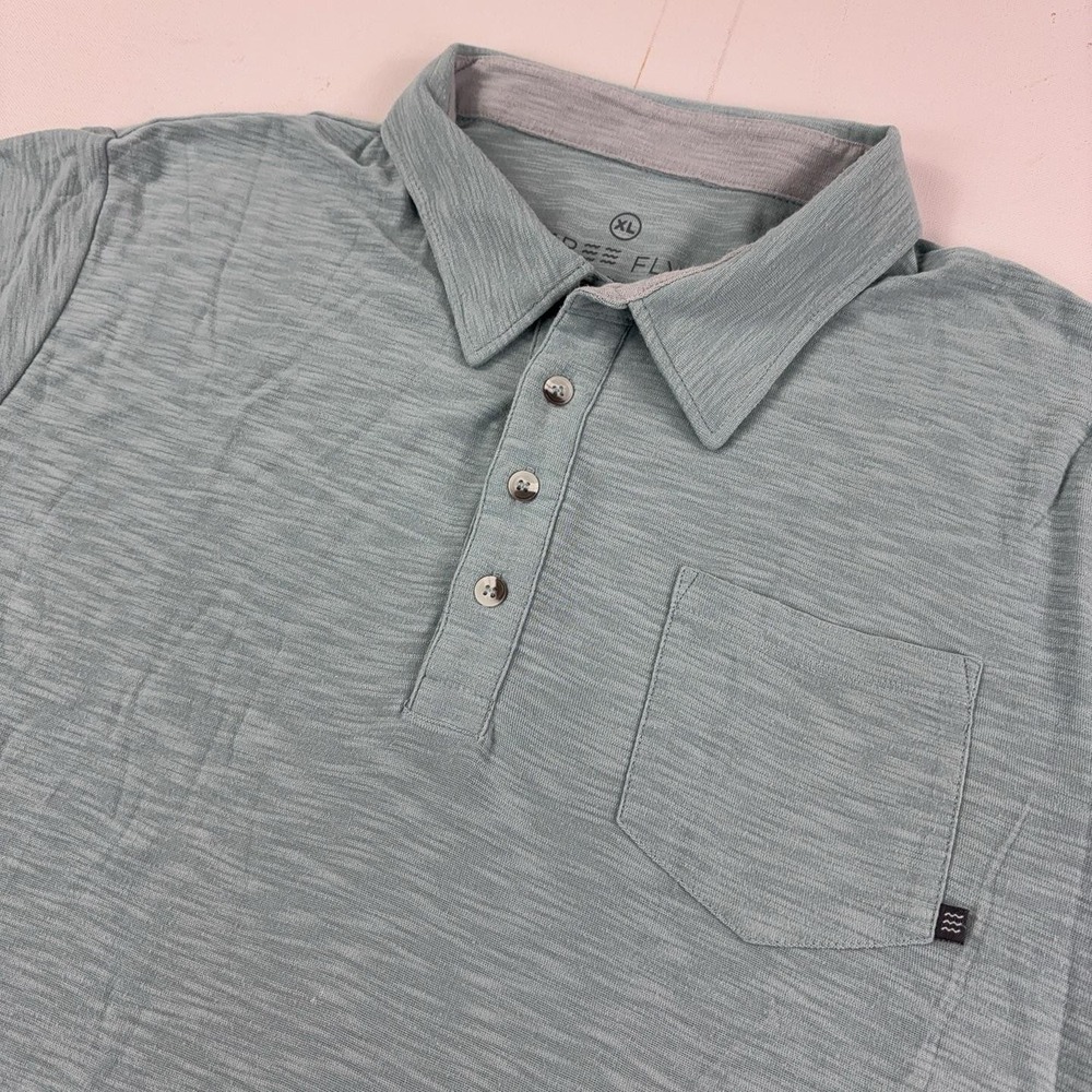 Free Fly Polo Shirt Mens XL Green Performance Bamboo Pocket Tagless Short Sleeve